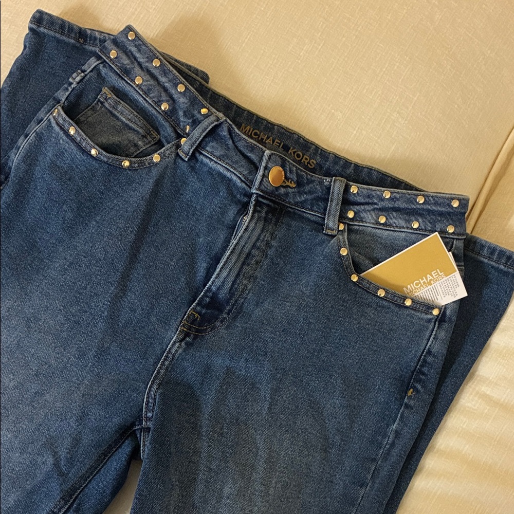 NWT - Michael Kors Dark Blue Studded Jeans